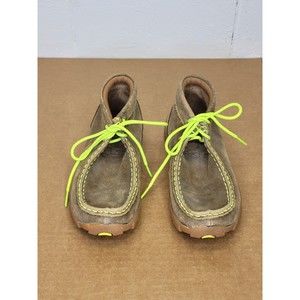 Twisted X Youth Neon Yellow Leather Driving Mocs - Moc Toe - YDM0011 Size 3 1/2